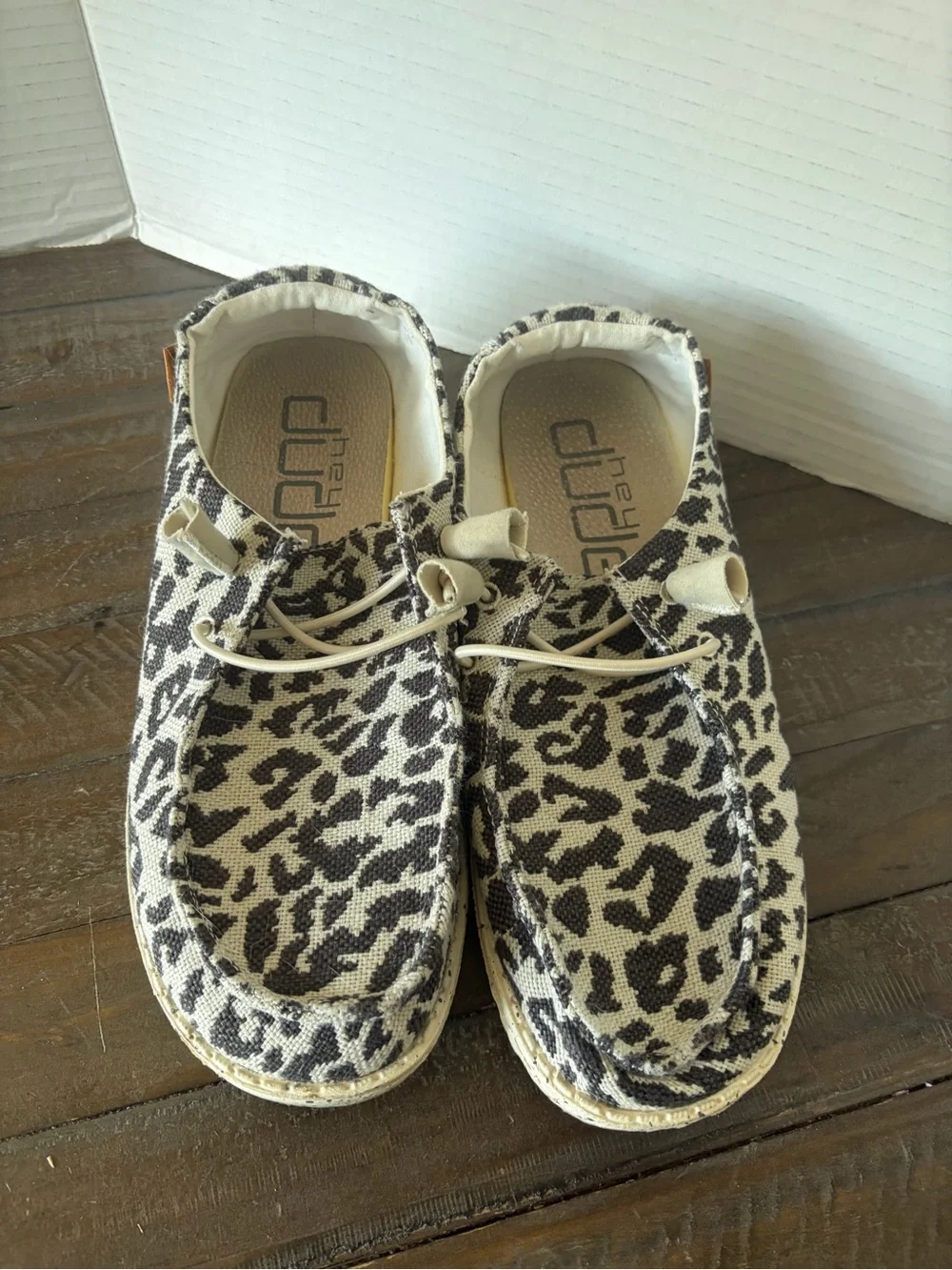 Hey Dude Women's Leopard Print Slip-On Flats - Black & Cream